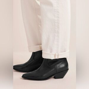 Boden black leather Western low heeled boots - brand new. Size 8